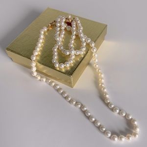 ⭐️🦢⭐️ Freshwater Pearl & 14k Gold Necklace with matching bracelet set✨